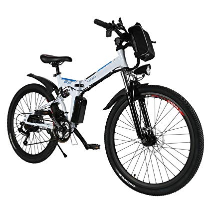 Hindom Folding Electric Mountain Bike,26 Inch Wheel, Full Suspension With Shimano Gear,Removable Lithium-Ion Battery (US STOCK)