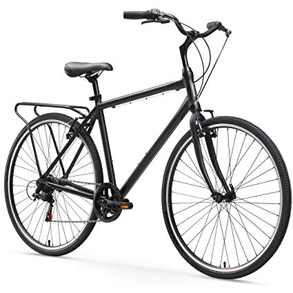 sixthreezero Explore Your Range Men's 7-Speed Hybrid Commuter Bicycle, 20-Inch Frame/700C Wheels, Matte Black