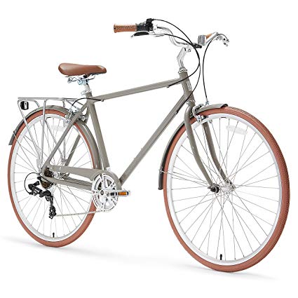 sixthreezero Ride in the Park Men's 7-Speed City Road Bicycle, 20-Inch Frame/700C Wheels, Grey