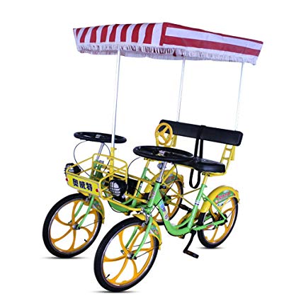 SSELF Two Person Surrey Bicycle Quadricycle Surrey Sightseeing Bike for Vacation