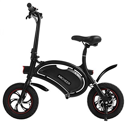 ANCHEER Folding Electric Bicycle E-Bike Scooter 350W Powerful Motor Waterproof Ebike with 12 Mile Range, APP Speed Setting