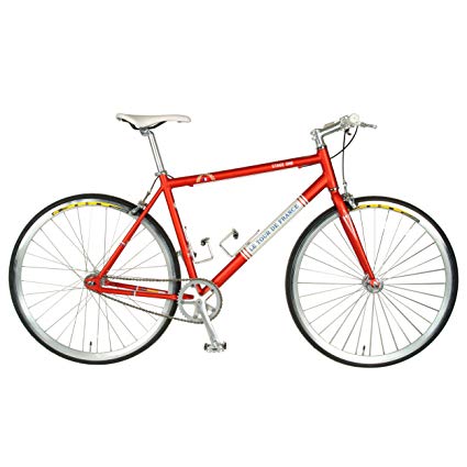 Tour De France Stage One Vintage Fixie Bike, 700c Wheels, Men's Bike, Red, 45 cm Frame, 51 cm Frame, 56 cm Frame