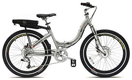 Prodeco V5 Stride 500 8 Speed Folding Electric Bicycle, Brushed Aluminum with Satin Clear, 26-Inch/One Size(White on Black) and Safe Castle Stainless Steel bottle