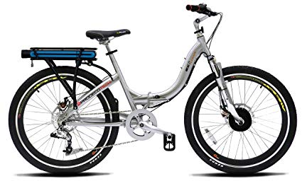 ProdecoTech Stride 36V300W 8 Speed Electric Bicycle 10Ah Samsung Li Ion, Brushed Aluminum, 18