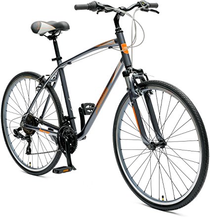 Critical Cycles Men's Barron Hybrid 21 Speed Bike, Graphite/Orange