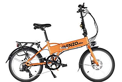 Enzo Ebike 2018 Folding Electric Bicycle - 7 Speed Full Electronic Throttle or Variable Assist