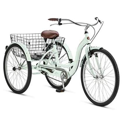 Adult Schwinn Tricycle Three (3) Wheeled Trike Men's Women's Bicycle Red Mint Green Blue Silver Grey Bike with Metal Wire Shopping Basket Beach Cruiser