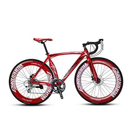 Extrbici XC700 Sports Racing Road Bike for Mens 700Cx70MM Wheel 54CM Lightweight Aluminum Alloy Frame 14 Speeds Shimano 2400 Shift Gears Road Bicycle for Adults Mechanical Disc Brakes