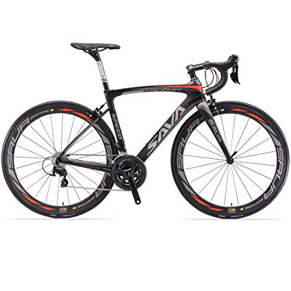 Carbon Road Bike, SAVA HERD6.0 T800 Carbon Fiber 700C Road Bicycle with SHIMANO 105 22 Speed Groupset Ultra-light Carbon Wheelset Seatpost Fork Bicycle