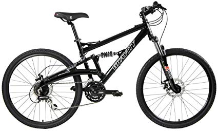 2018 Gravity FSX 1.0 Dual Full Suspension Mountain Bike with Disc Brakes, Shimano Shifting (Black, 21in)