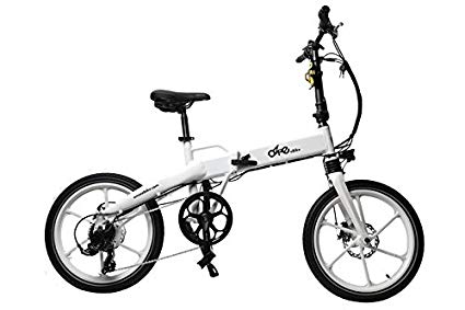 Ozne Lightweight Folding Electric Bike eBike - 7 Speed Shimano - Aircraft Aluminum - Variable Assist … 350 Watt Motor