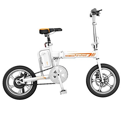 Airwheel R5 Foldable Scooter Electric Bicycle with Detachable Battery Pedal Free and App Enabled 214.6wh e-Bike with USB Port to Charge