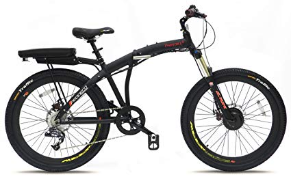 Prodeco V5 Phantom X Lite 9 Speed Folding Electric Bicycle, Matte Black, 26-Inch/One Size