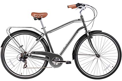 Gama Bikes Men's Cruiser Step-Thru 7 Speed Shimano Hybrid Urban Commuter Bicycle, 21