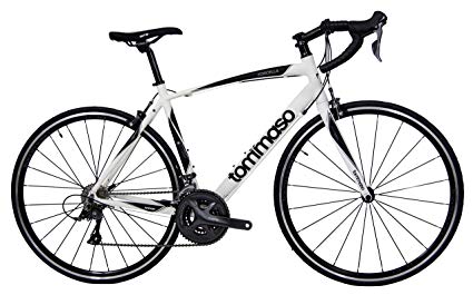 Tommaso Forcella Endurance Aluminum Road Bike, Carbon Fork, Shimano Claris R2000, 24 Speeds, Aero Wheels, Matte Black, Matte White