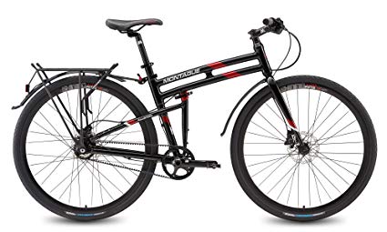 Montague Allston Pavement Hybrid Folding Bike, Gloss Black/Red (700c, 21-Inch Frame)