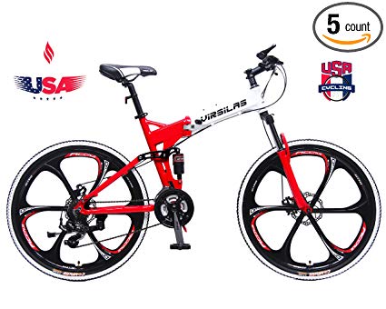 Virsilas Folding Mountain Bike - Full Suspension MTB - V1 Sport - Official Red