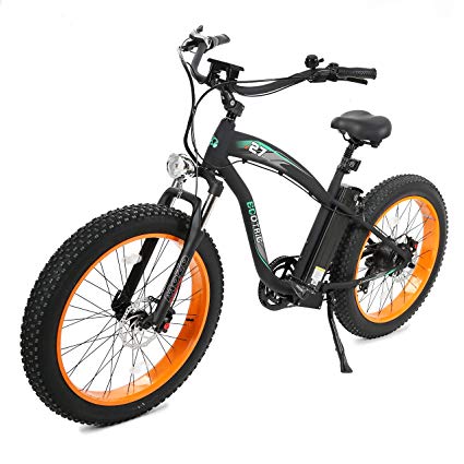 EGOBIKE Fat Tire Electric Bike Beach Snow Bicycle 4.0 inch Fat Tire 750W ebike Electric Mountain Bicycle with Shimano 7 Speeds Black Lithium Battery Electric Mountain Bicycle …