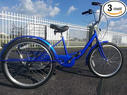COMFORT CYCLES SINGLE SPEED ADULT TRICYCLE BLUE BIG COMFORTABLE SEAT LARGE BASKET