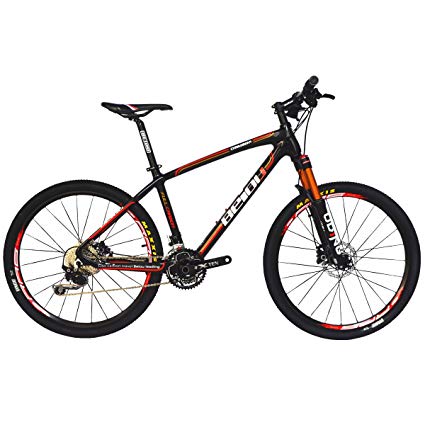 BEIOU Carbon Fiber Mountain Bike Hardtail MTB SHIMANO M610 DEORE 30 Speed Ultralight 10.65 kg RT 26 Professional Internal Cable Routing Toray T800 Carbon Hubs Glossy CB018